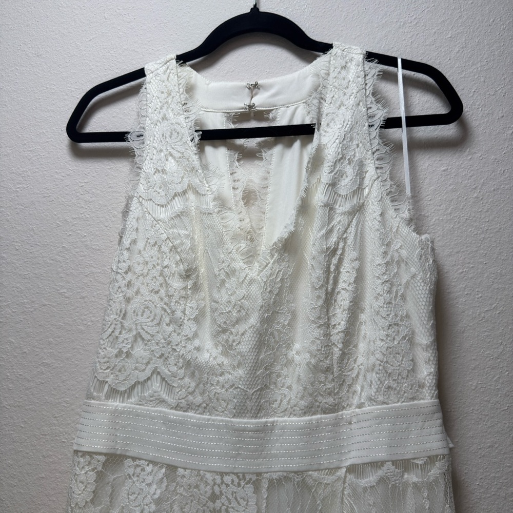 HARLYN Bridal White Lace Sleeveless Jumpsuit with full length pant size Medium - Picture 3 of 11